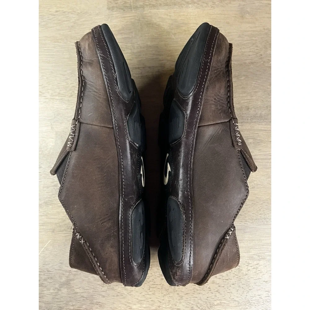 OLUKAI Moloa Slip On Men's Size 10 Brown Leather Nubuck Shoes 10128-6348